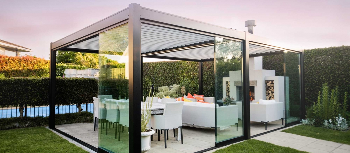 Bask Outdoor Room with Glaslide doors and LED lighting